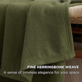 Bedsure 100% Cotton Herringbone Woven Blanket