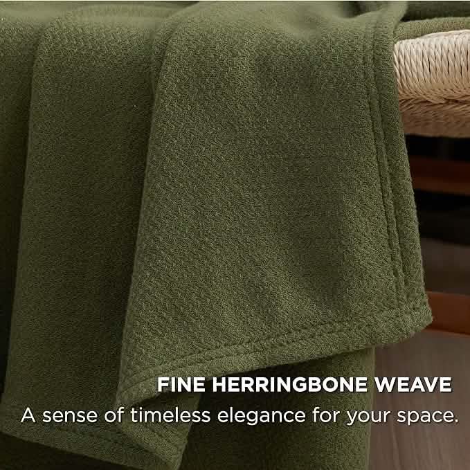 100% Cotton Herringbone Woven Blanket