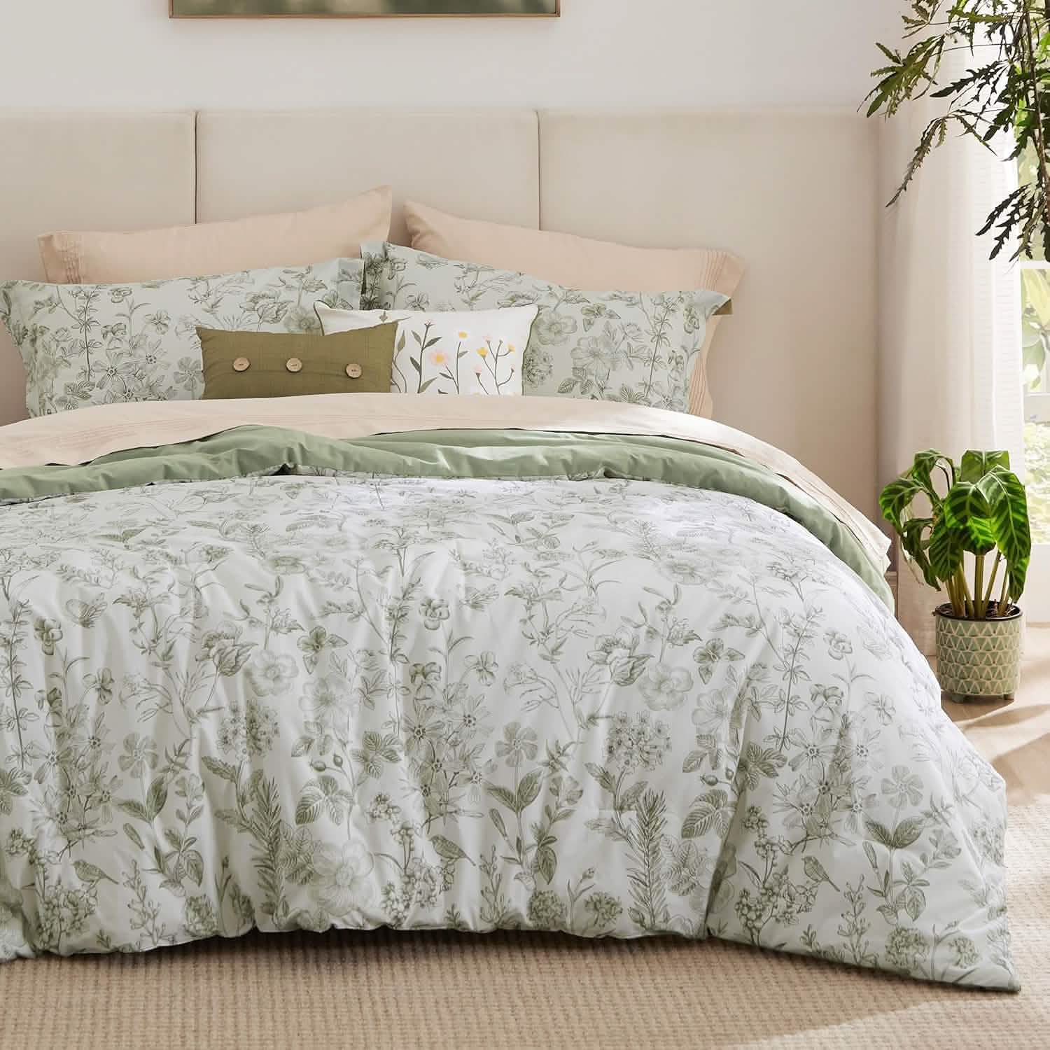 Autumn Floral Bed-in-a-bag Green