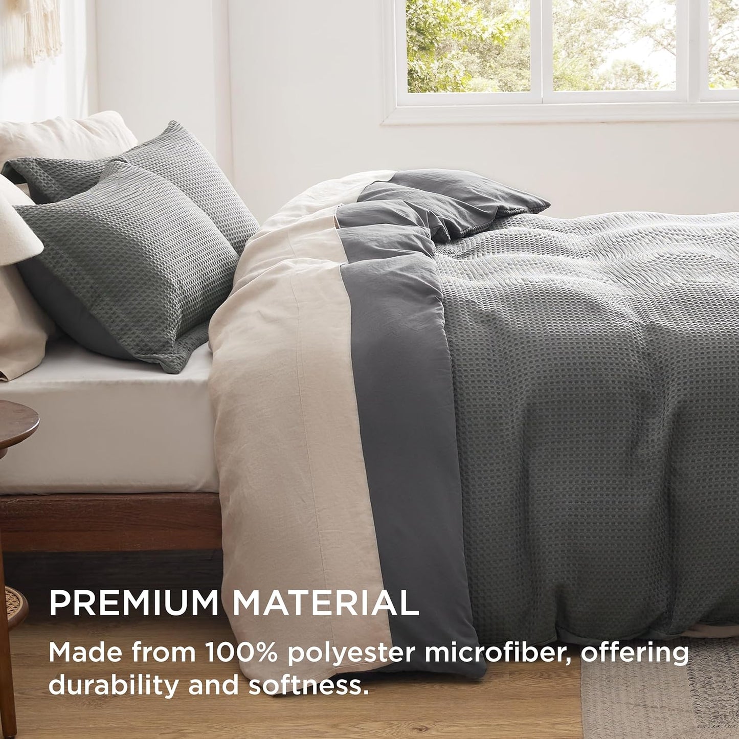 Polyester Microfiber Waffle Duvet Weave Duvet Cover Set