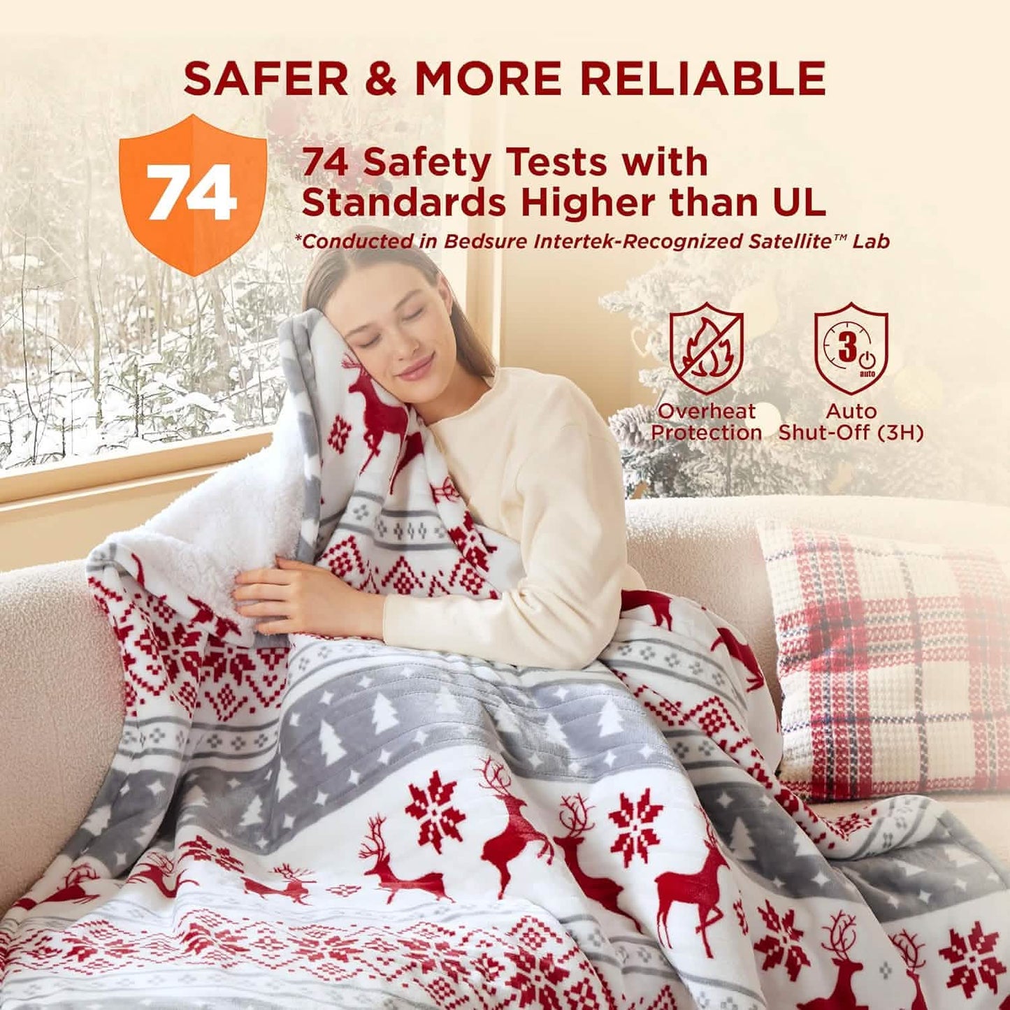 Christmas Flannel Heated Blanket