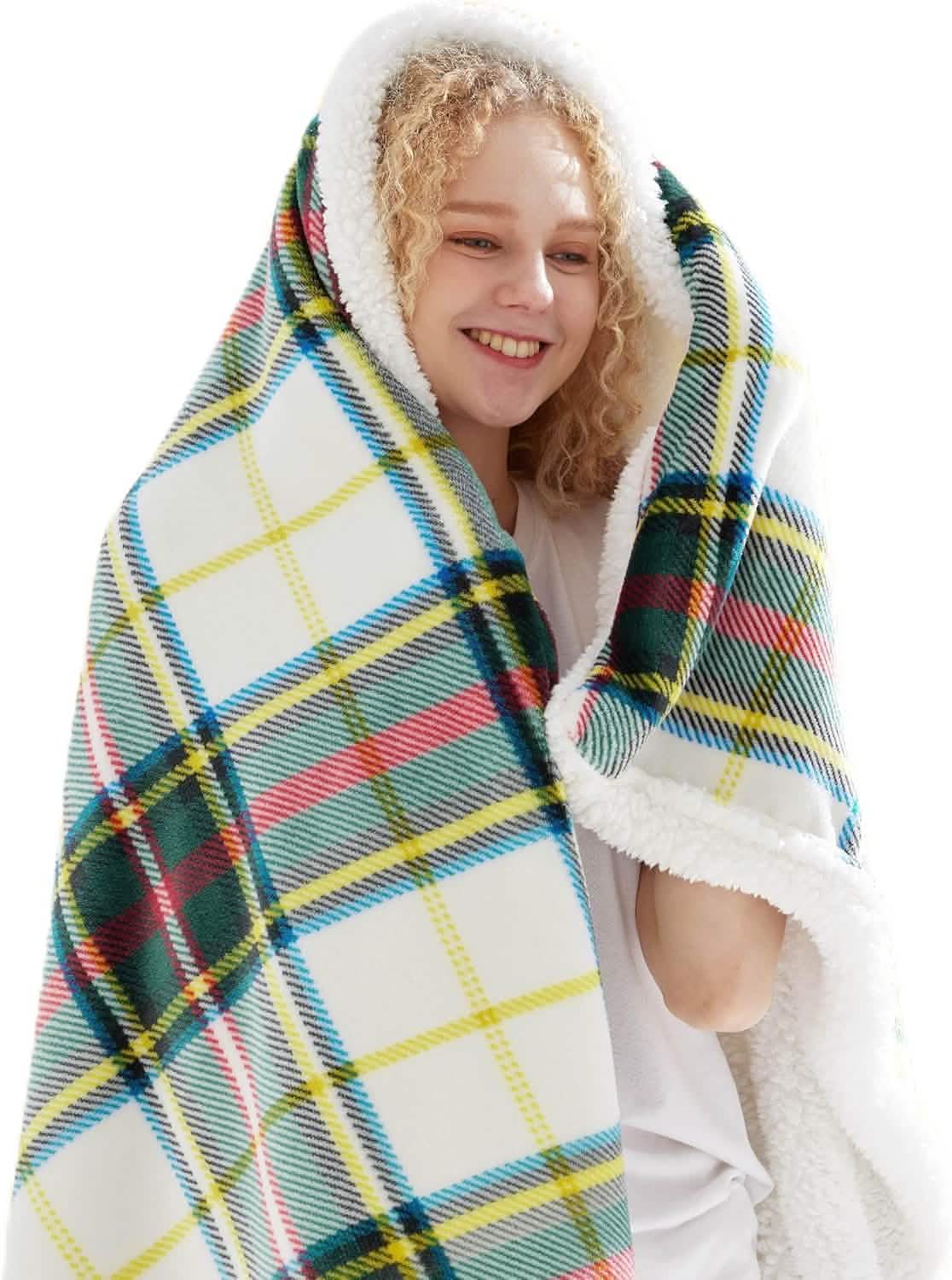Printed Throw Sherpa Blanket christmas Red