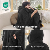 Bedsure Short Shaggy Shepa Hooded Wearable Blanket With Pockets