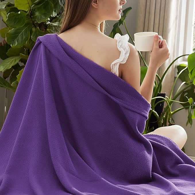 100% Cotton Herringbone Woven Blanket