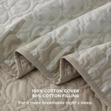 Cotton Patterned  Taupe Quilt Set