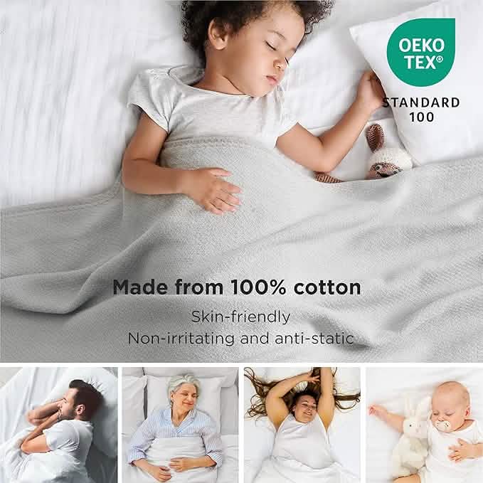 100% Cotton Herringbone Woven Blanket