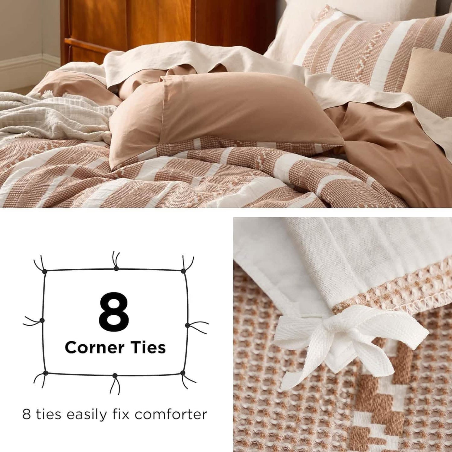 Cotton Boho Waffle Weave Duvet Cover Set