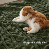 Cable Chenille Chunky Knit Throw Blanket