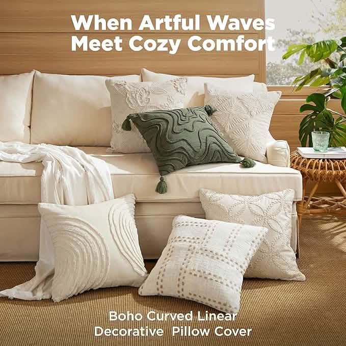 GentleSoft™ Boho Curved Linear Decorative Pillow Cover