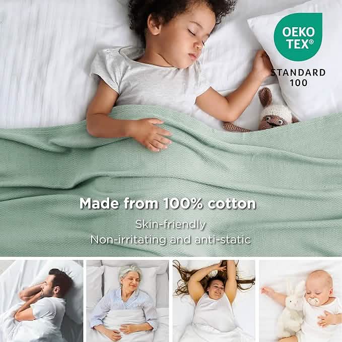 100% Cotton Herringbone Woven Blanket