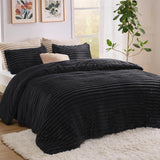 Bedsure Striped Flannel Comforter Set