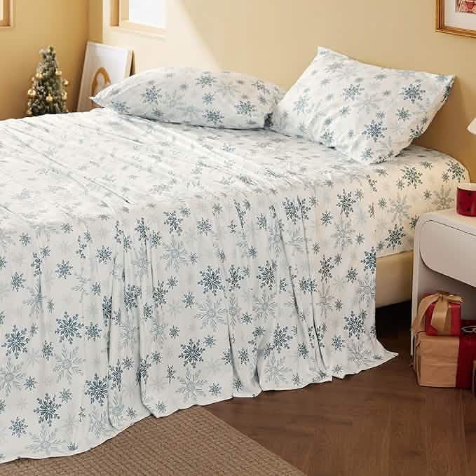 Faux Cotton Flannel Sheet Set Grey Blue