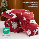 Bedsure Snowflake Comforter Set Red