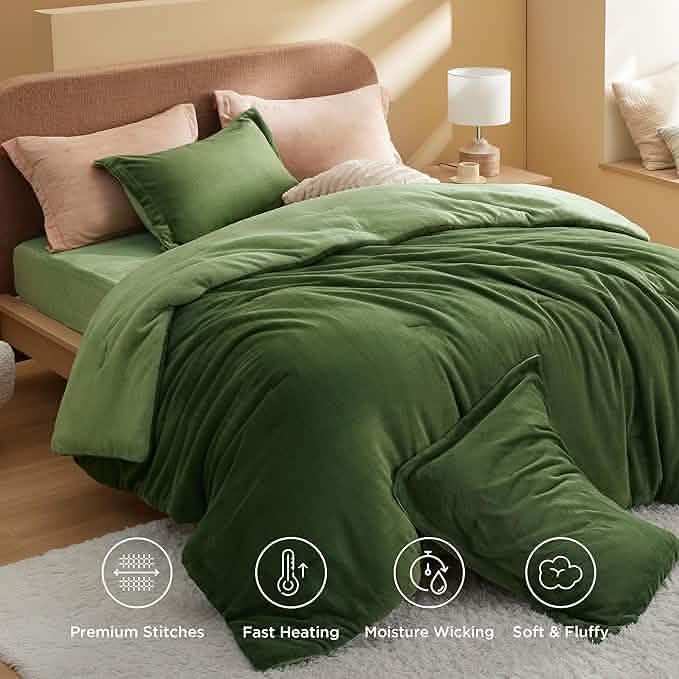 Puffy Flannel Fleece Comforter Set