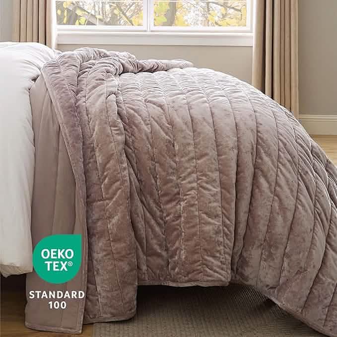 Grace Striped Velvet Quilt Set