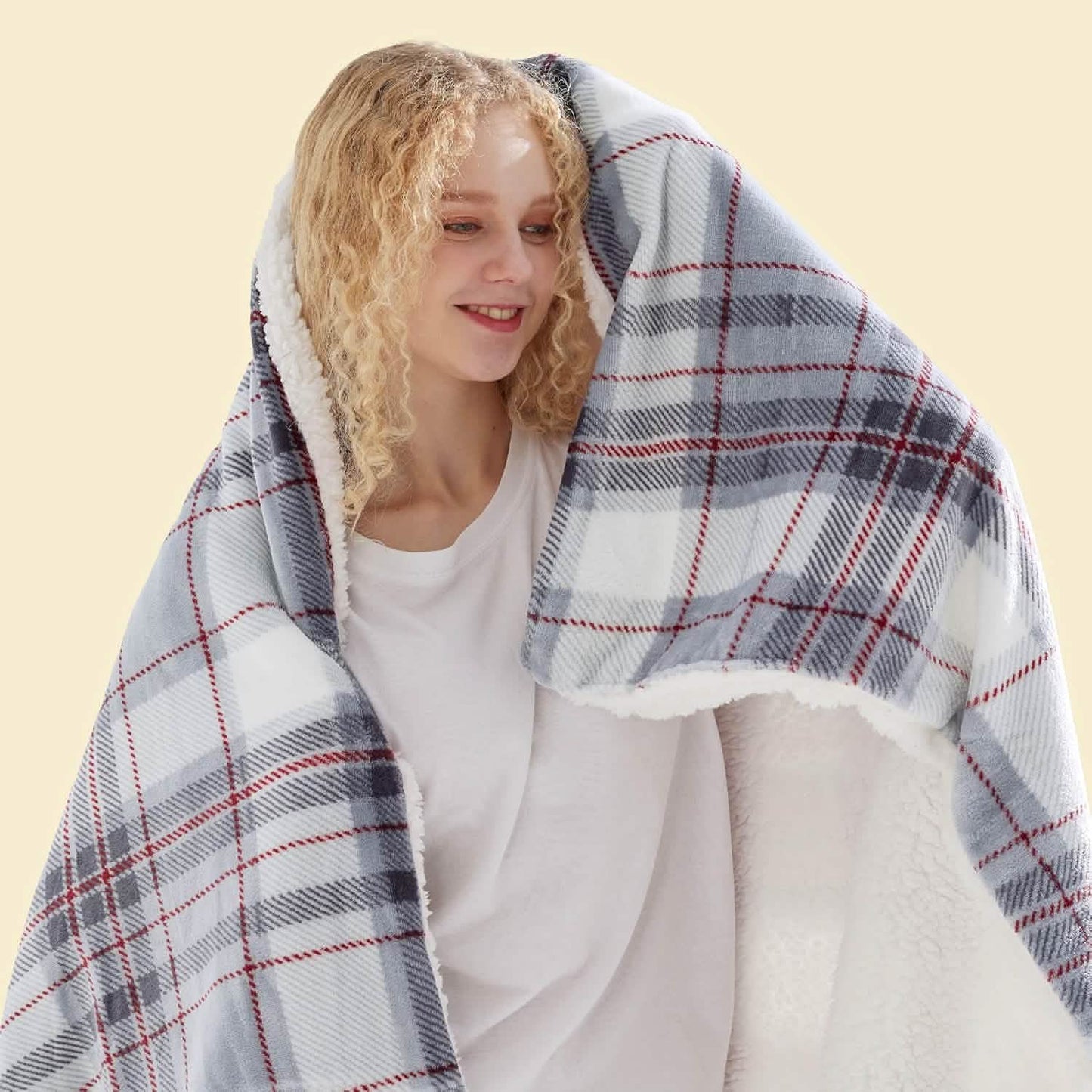 GentleSoft™ Printed Throw Sherpa Blanket Grey