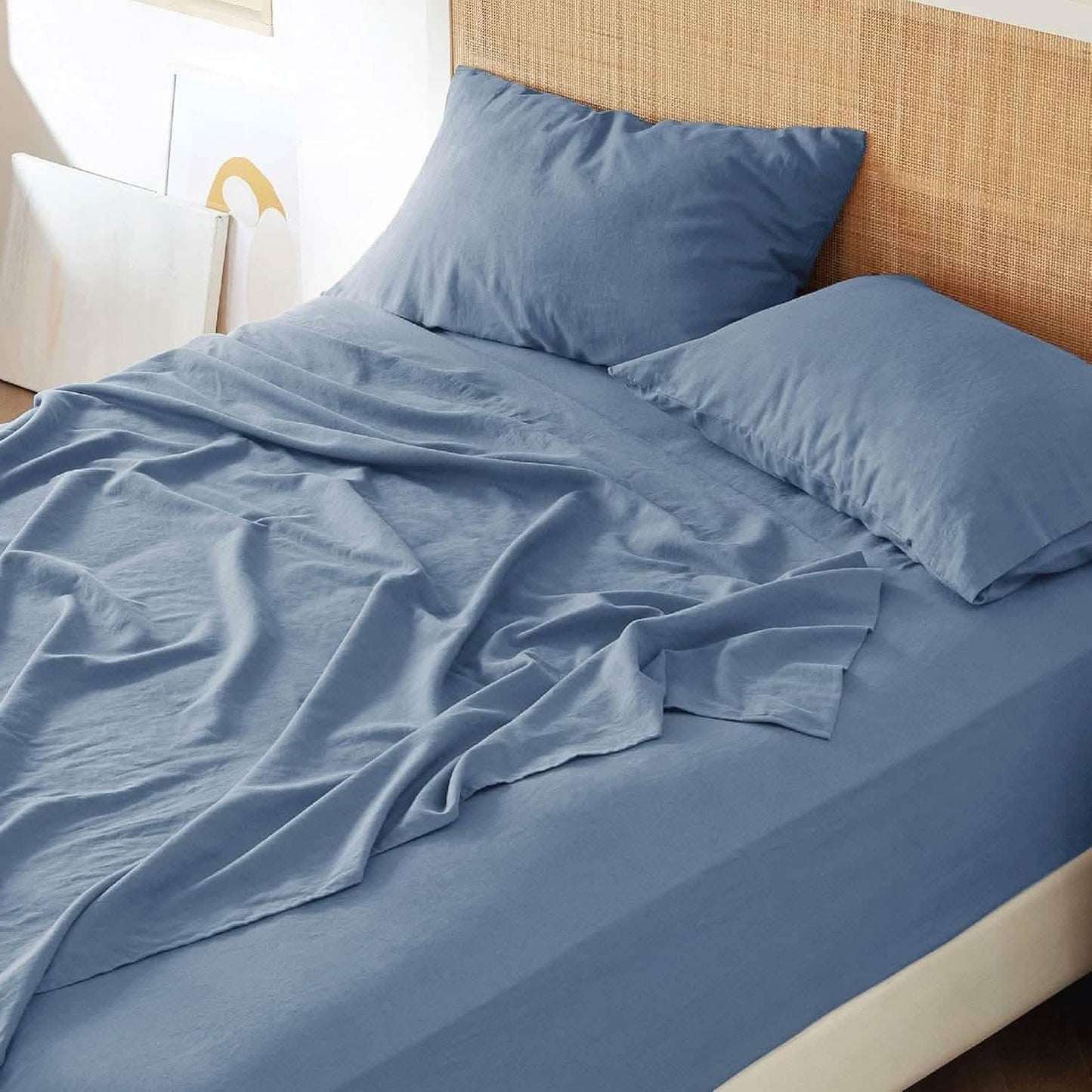 Breathable Cotton Linen Bed Sheet Set