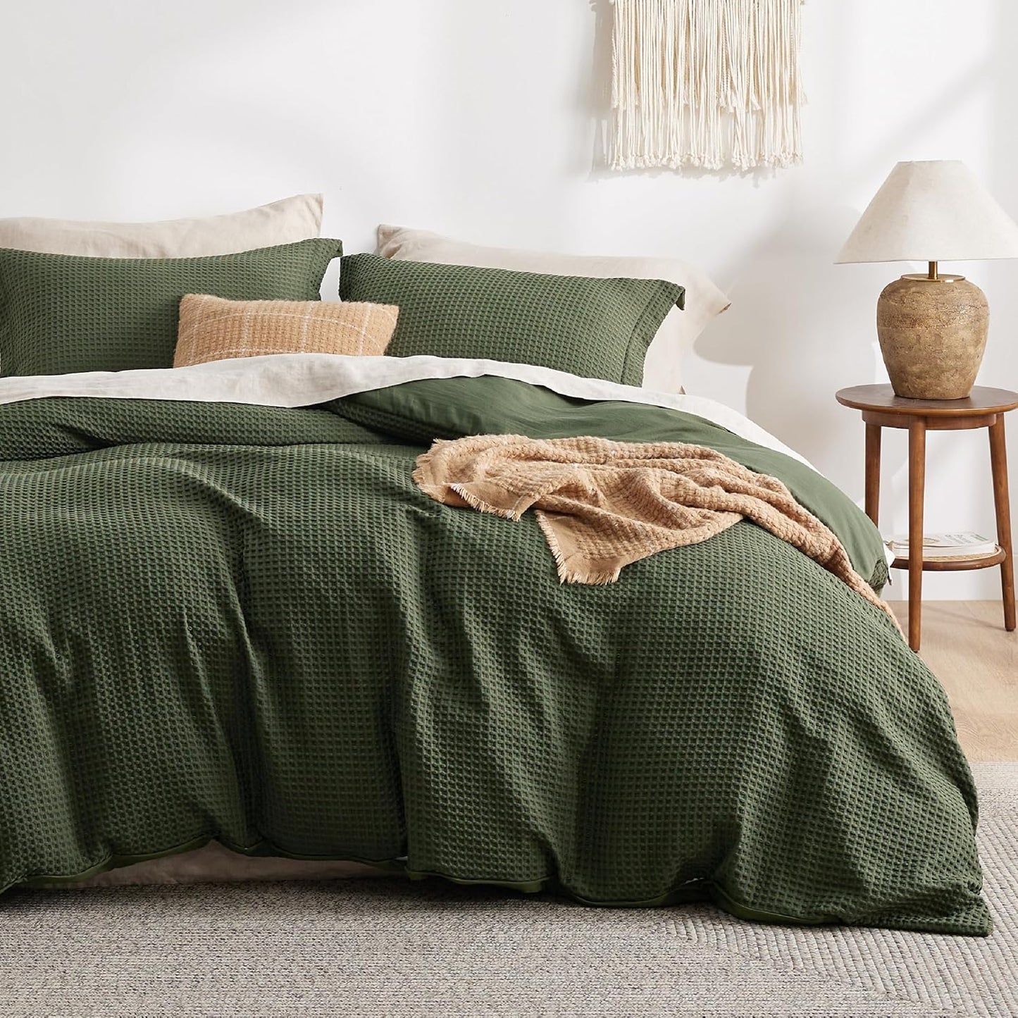 Polyester Microfiber Waffle Duvet Weave Duvet Cover Set