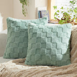 Checked Fleece Square Throw Pillow Cover