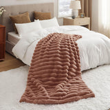 Bedsure Faux Fur Striped Throw Blanket