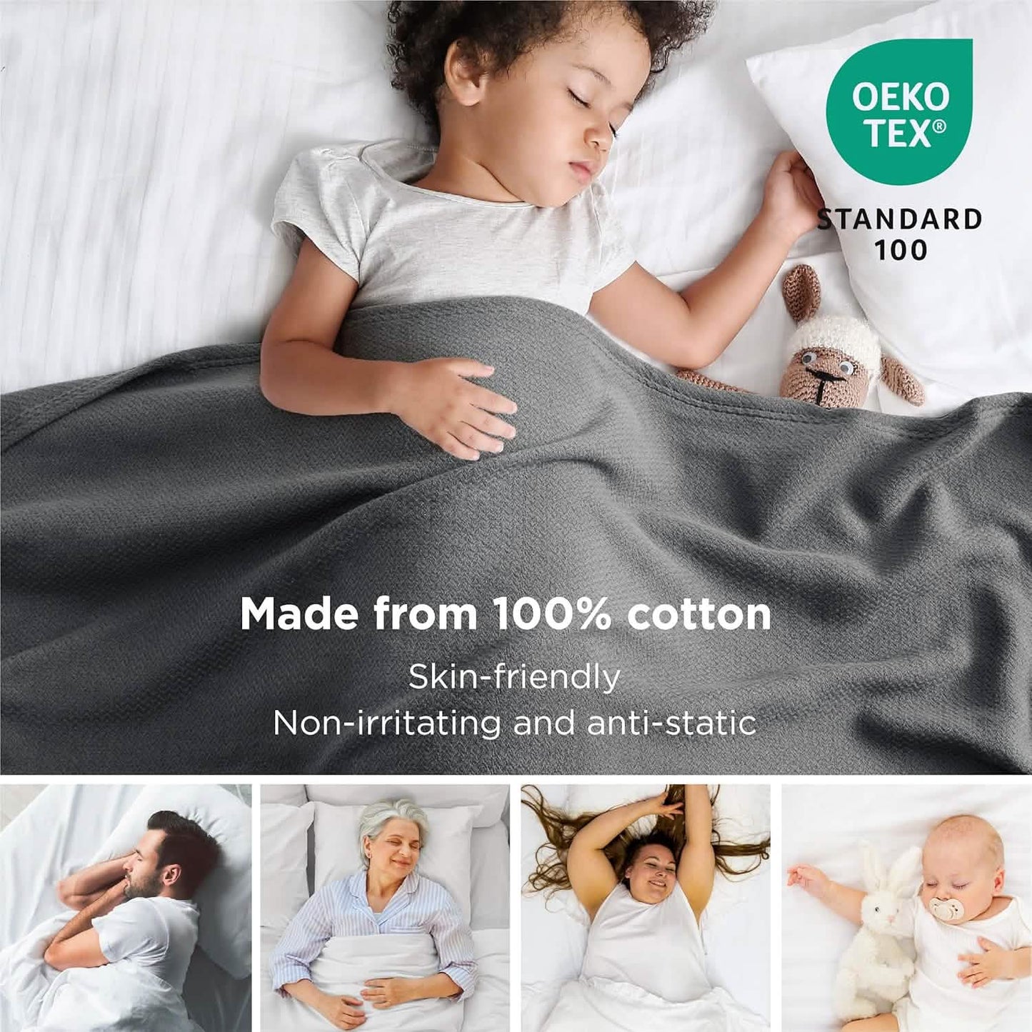 100% Cotton Herringbone Woven Blanket