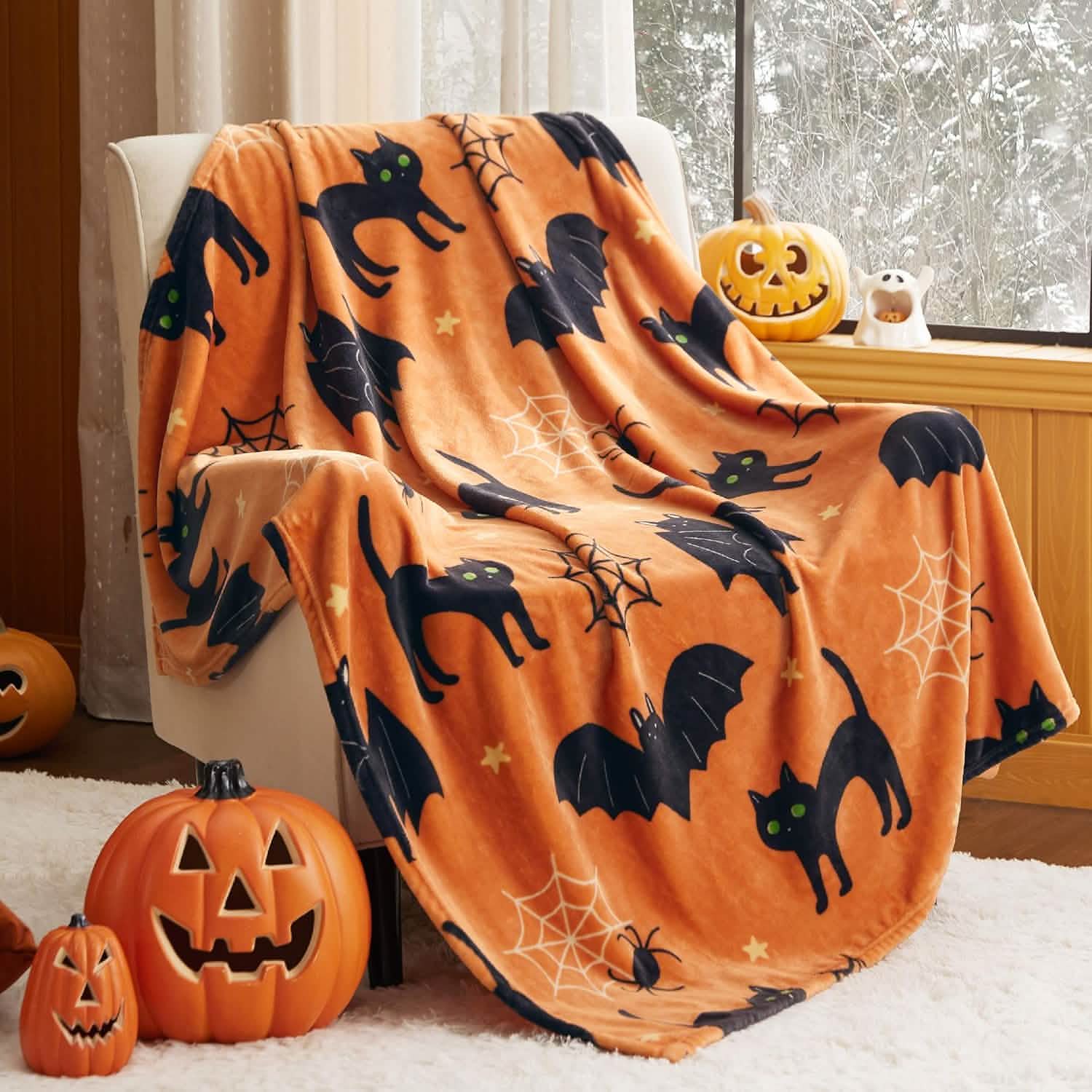 Halloween Blanket Black Orange