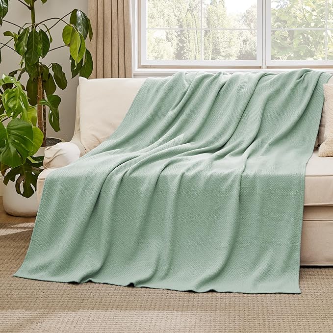 Bedsure 100% Cotton Herringbone Woven Blanket