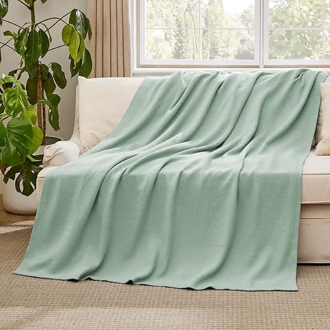 100% Cotton Herringbone Woven Blanket