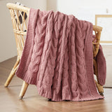 Cable Chenille Chunky Knit Throw Blanket