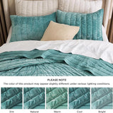 Bedsure Grace Striped Velvet Quilt Set