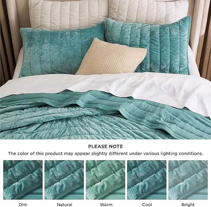 Grace Striped Velvet Quilt Set