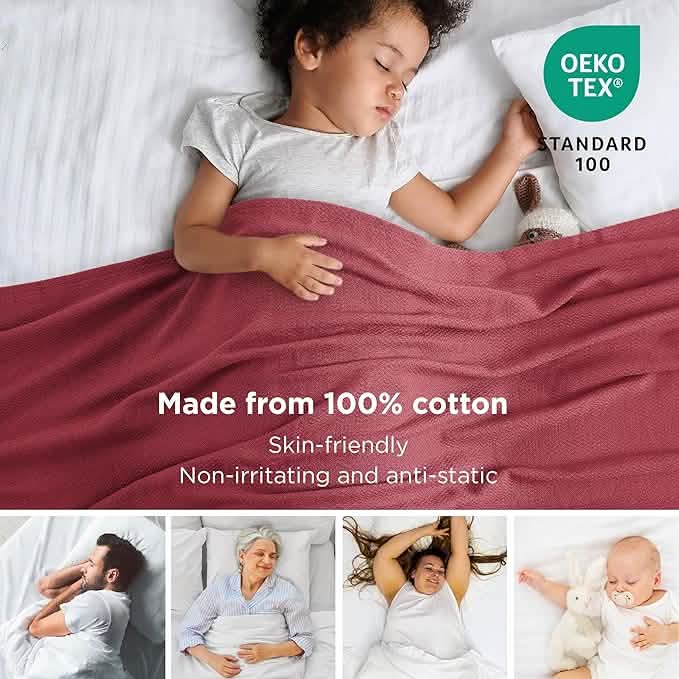 100% Cotton Herringbone Woven Blanket