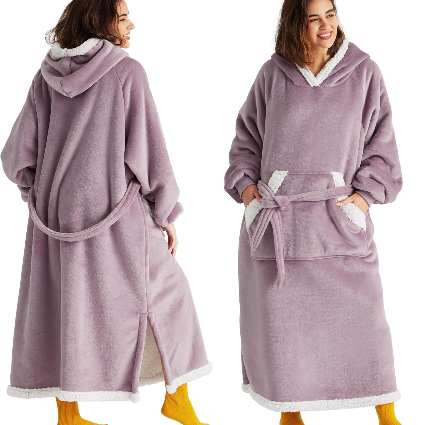 Sherpa Fleece Long Blanket Hoodie