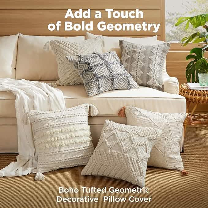 GentleSoft™ Boho Tufted Geometric Decorative Pillow Cover