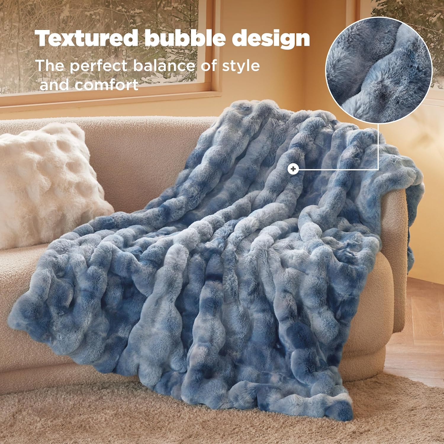 Ultra-Plush Bubble Faux Fur Blanket