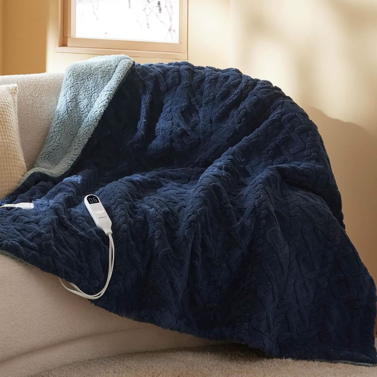 Jacquard Shaggy Sherpa Heated Blanket
