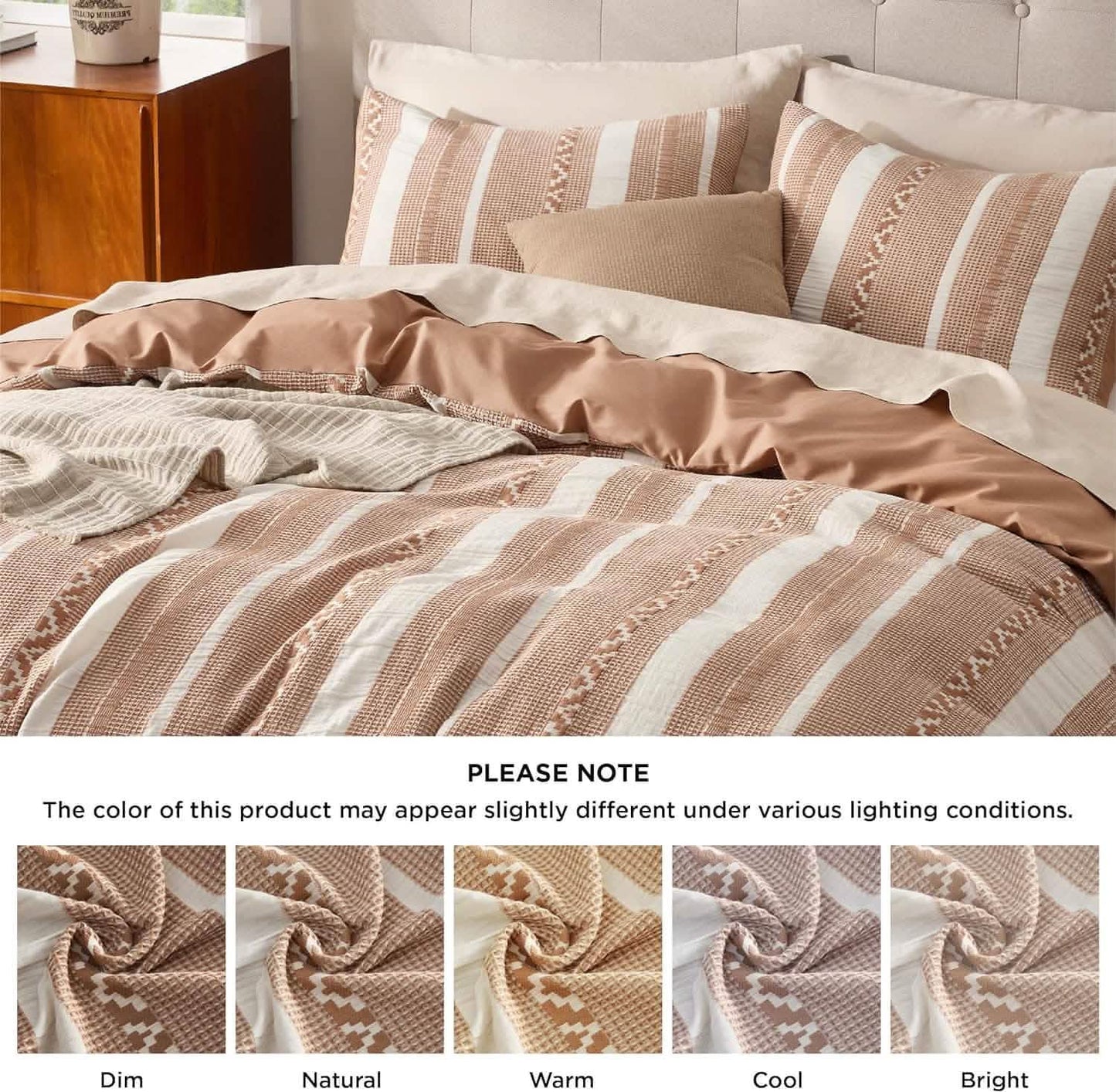 Cotton Boho Waffle Weave Duvet Cover Set