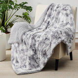 Faux Fur and Sherpa Tie-dye Reversible Blanket