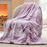 Faux Fur and Sherpa Tie-dye Reversible Blanket