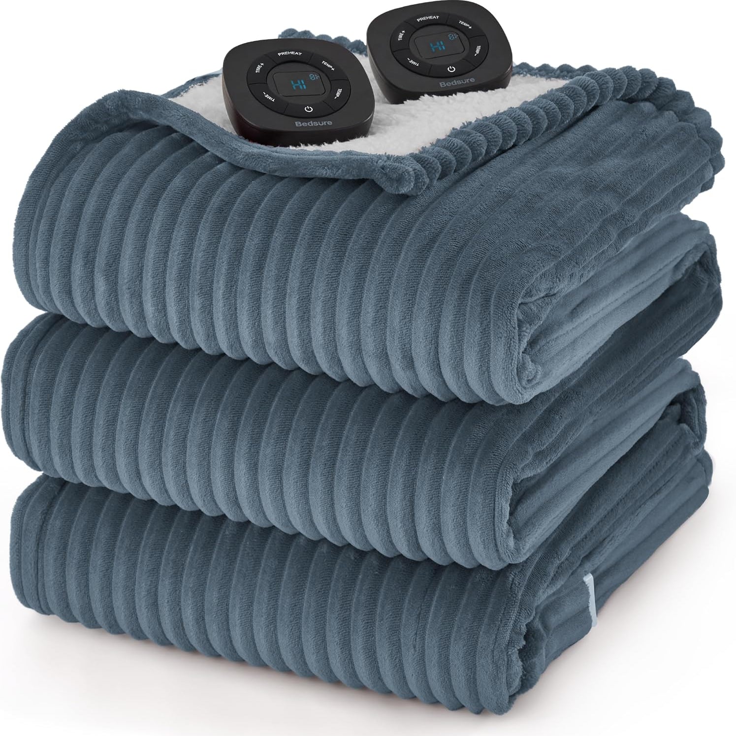 Bedsure Ribbed Flannel Heated Blanket