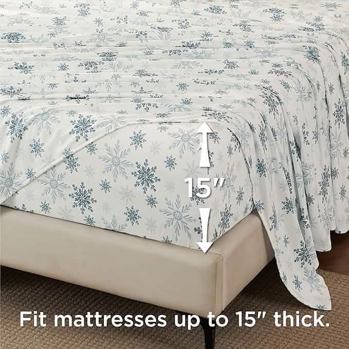 Faux Cotton Flannel Sheet Set Grey Blue