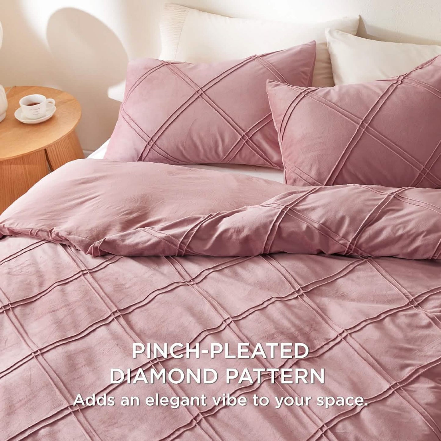 GentleSoft™ Velvet Pinch-Pleated Duvet Cover Set