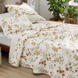 Bedsure Floral Quilt Set White