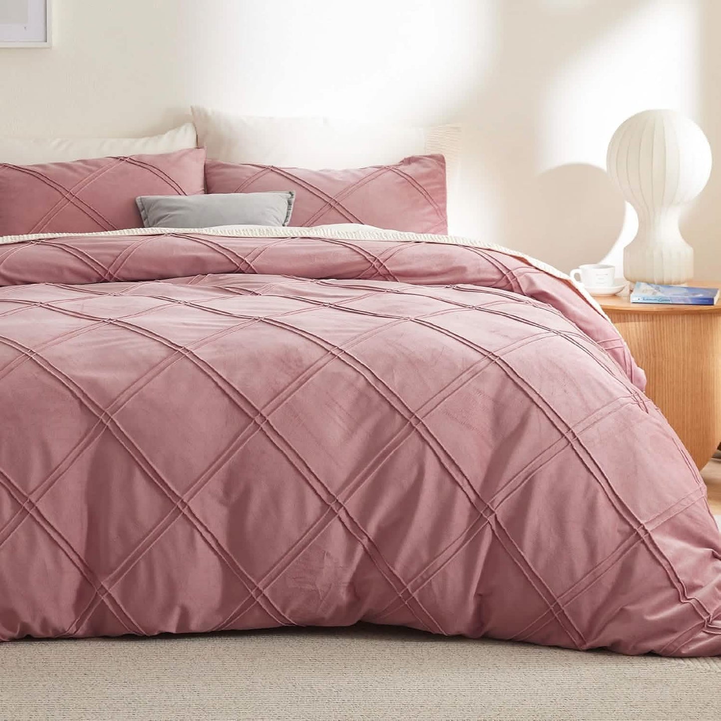 GentleSoft™ Velvet Pinch-Pleated Duvet Cover Set