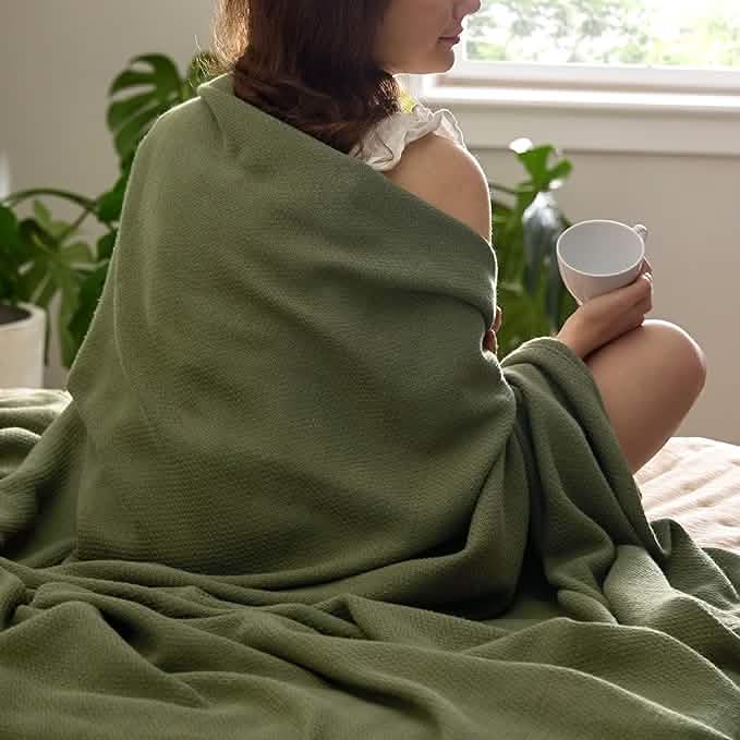 100% Cotton Herringbone Woven Blanket