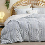 Bedsure 100% Cotton Diamond Wave Jacquard Duvet Cover Set