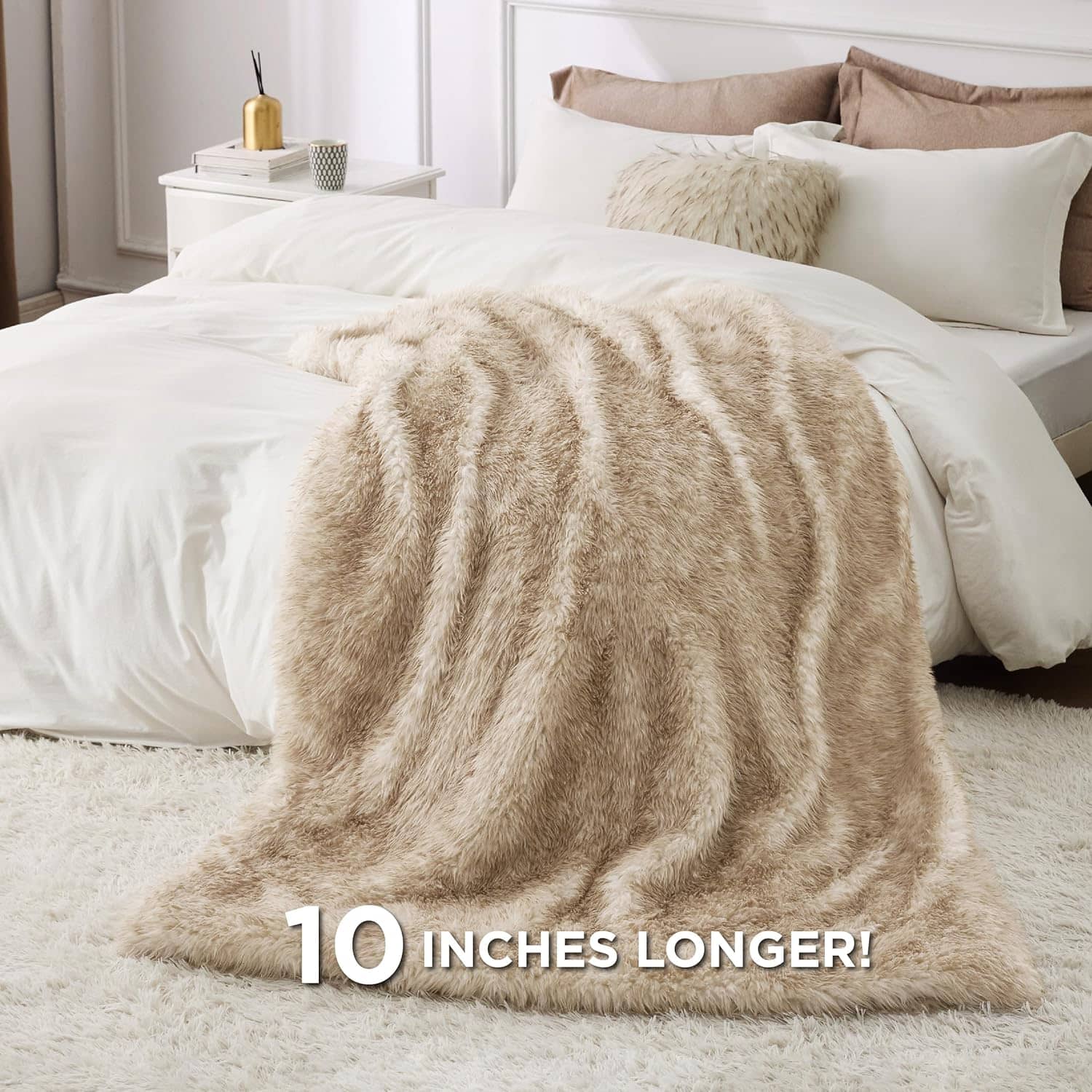 Bedsure Faux Fur Striped Throw Blanket