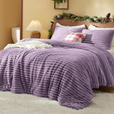 Bedsure Striped Flannel Comforter Set