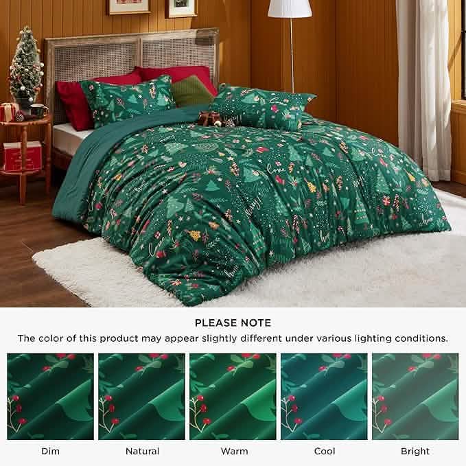 Christmas Plaid Comforter Set Green