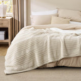 Bedsure Knit Sherpa Reversible Throw Blanket-Cable Knit